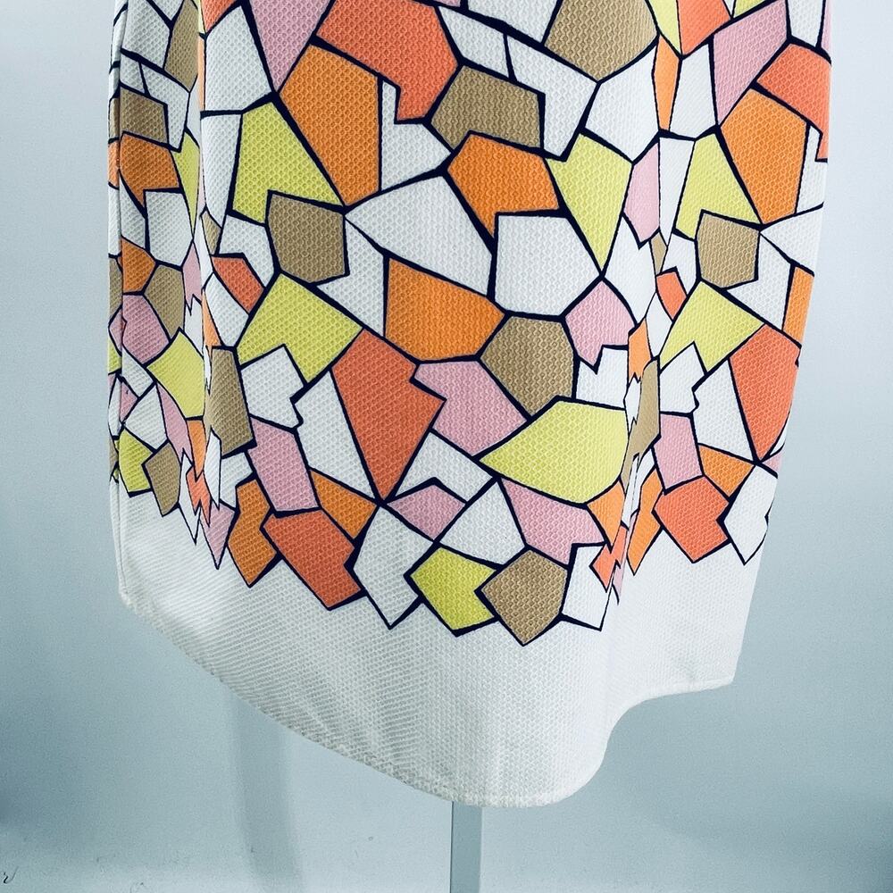 Cece's New York White Yellow Abstract 70s Vibe Sleeveless Lined Shift Dress 6 - Picture 5 of 9